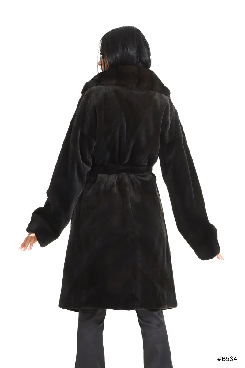 Exclusive sheared mink coat with sable english collar