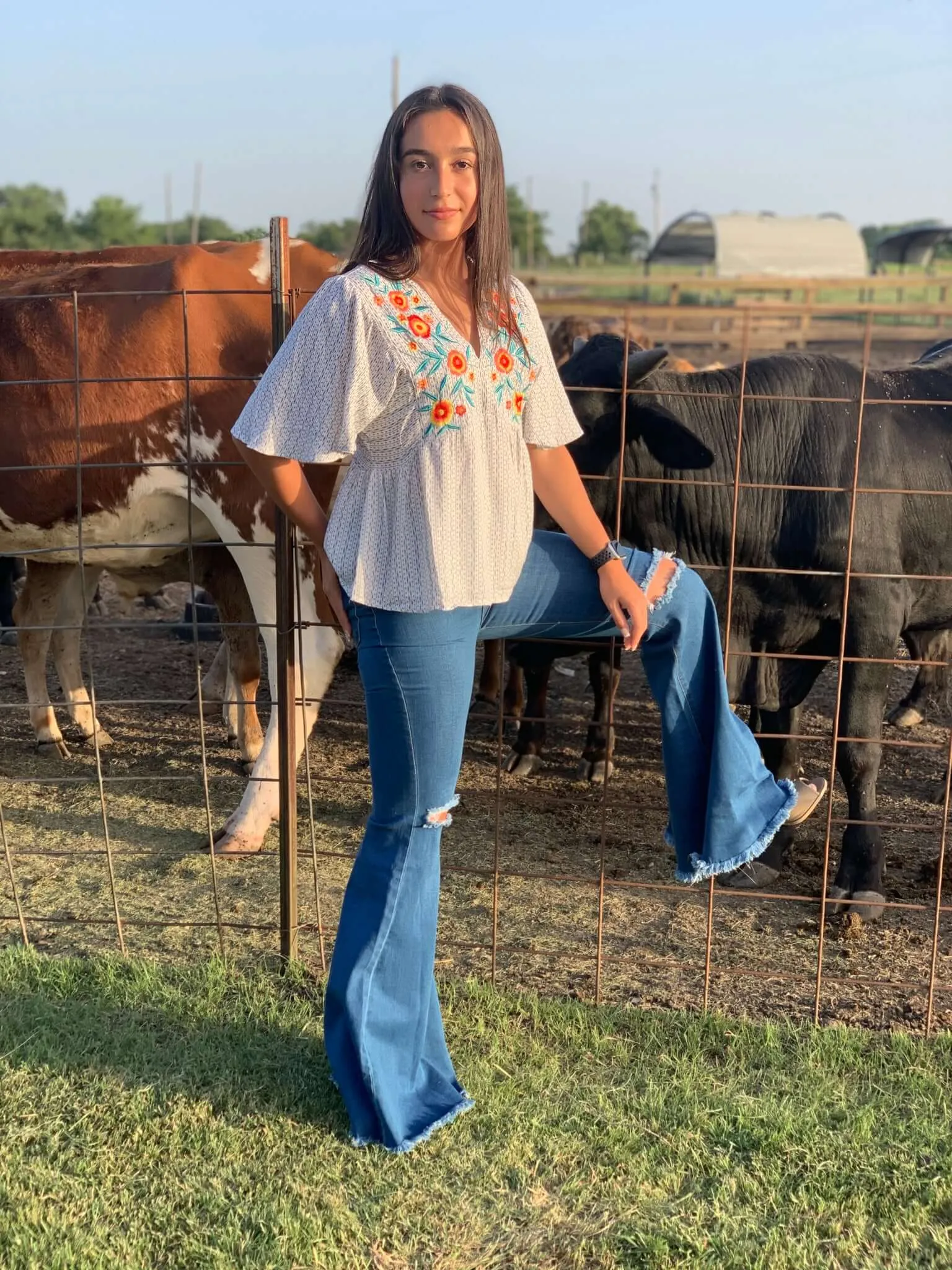 Floral Embroidery Blouse