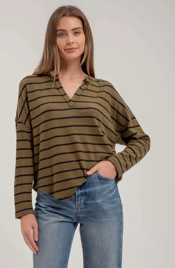Frayed Horizon Striped Sweater