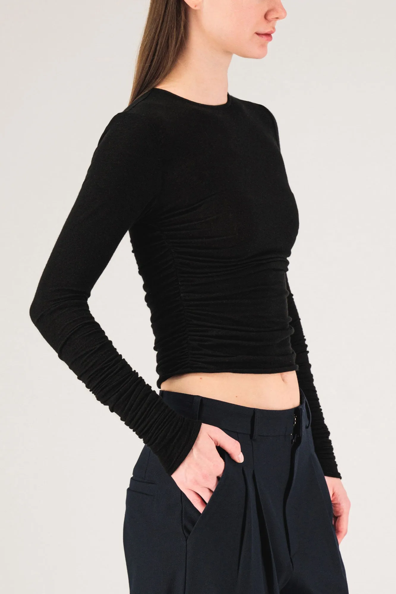 Gathered Pullover - Black