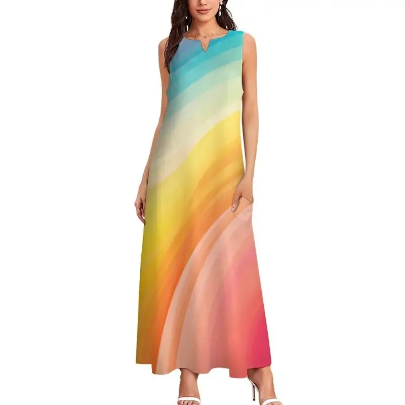 Get Ready to Chill in the Pastel Rainbow Maxi Dress