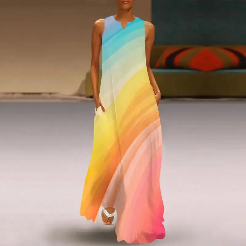 Get Ready to Chill in the Pastel Rainbow Maxi Dress