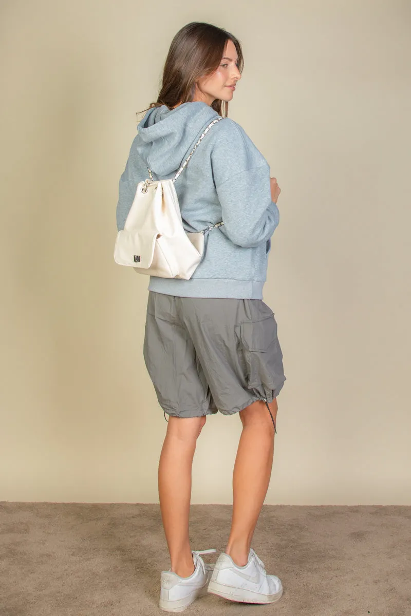 Graphic Kangaroo Pocket Drawstring Hoodie