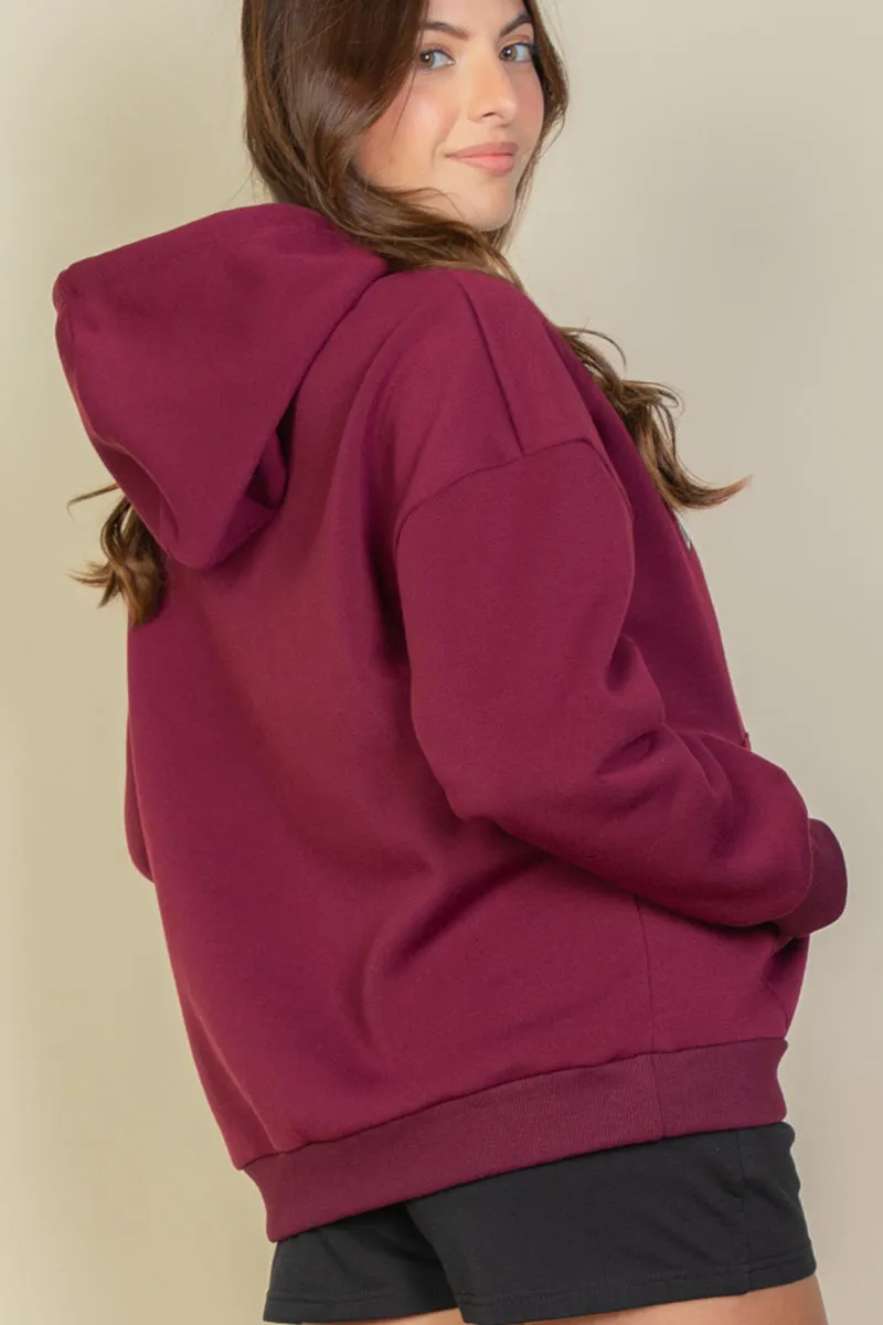 Graphic Kangaroo Pocket Drawstring Hoodie