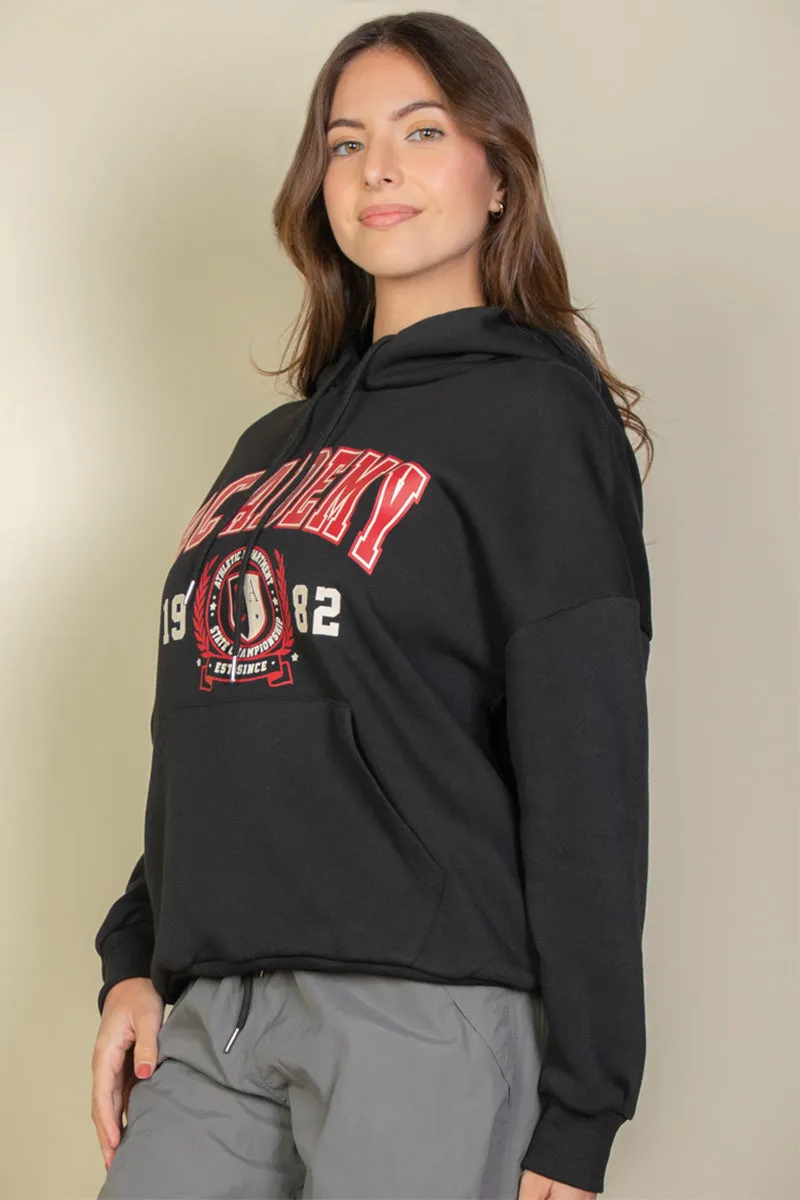 Graphic Kangaroo Pocket Drawstring Hoodie
