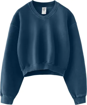 Hatant Sweatshirt for Women Acid Wash Athletic Hoodie Heritage Fleece V-neck Long Sleeve Hoodie Fleece Women Sweatshirt