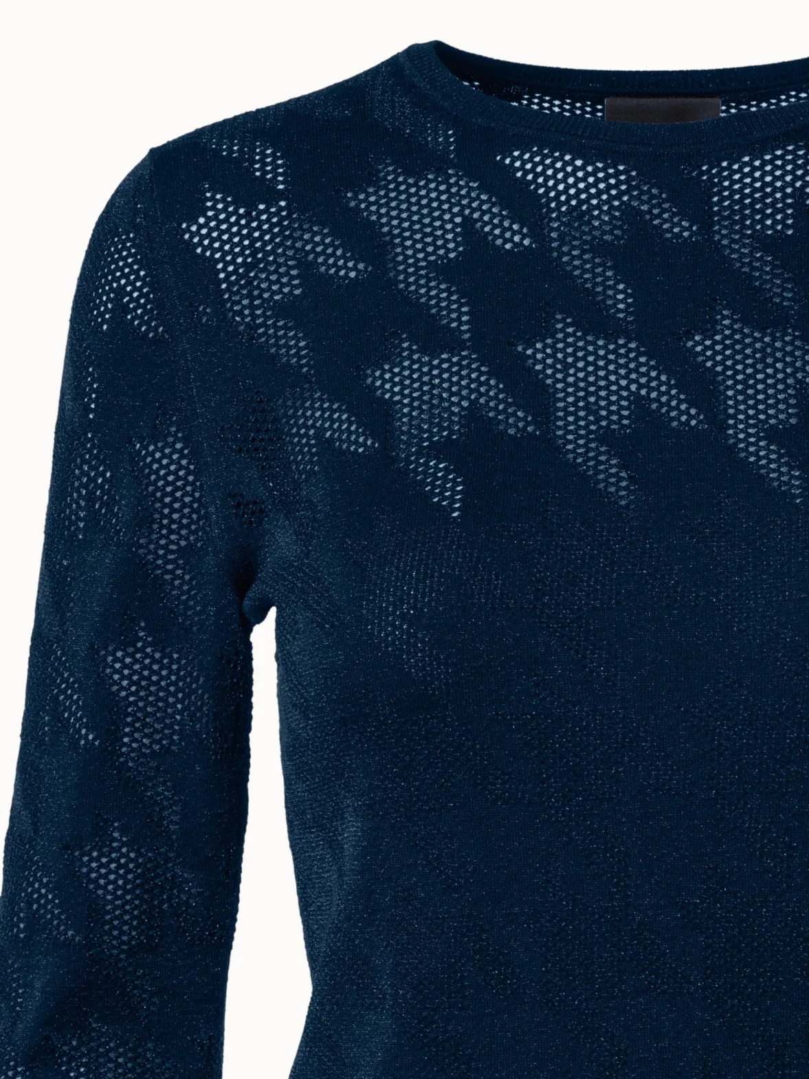 Houndstooth Jacquard Knit Pullover