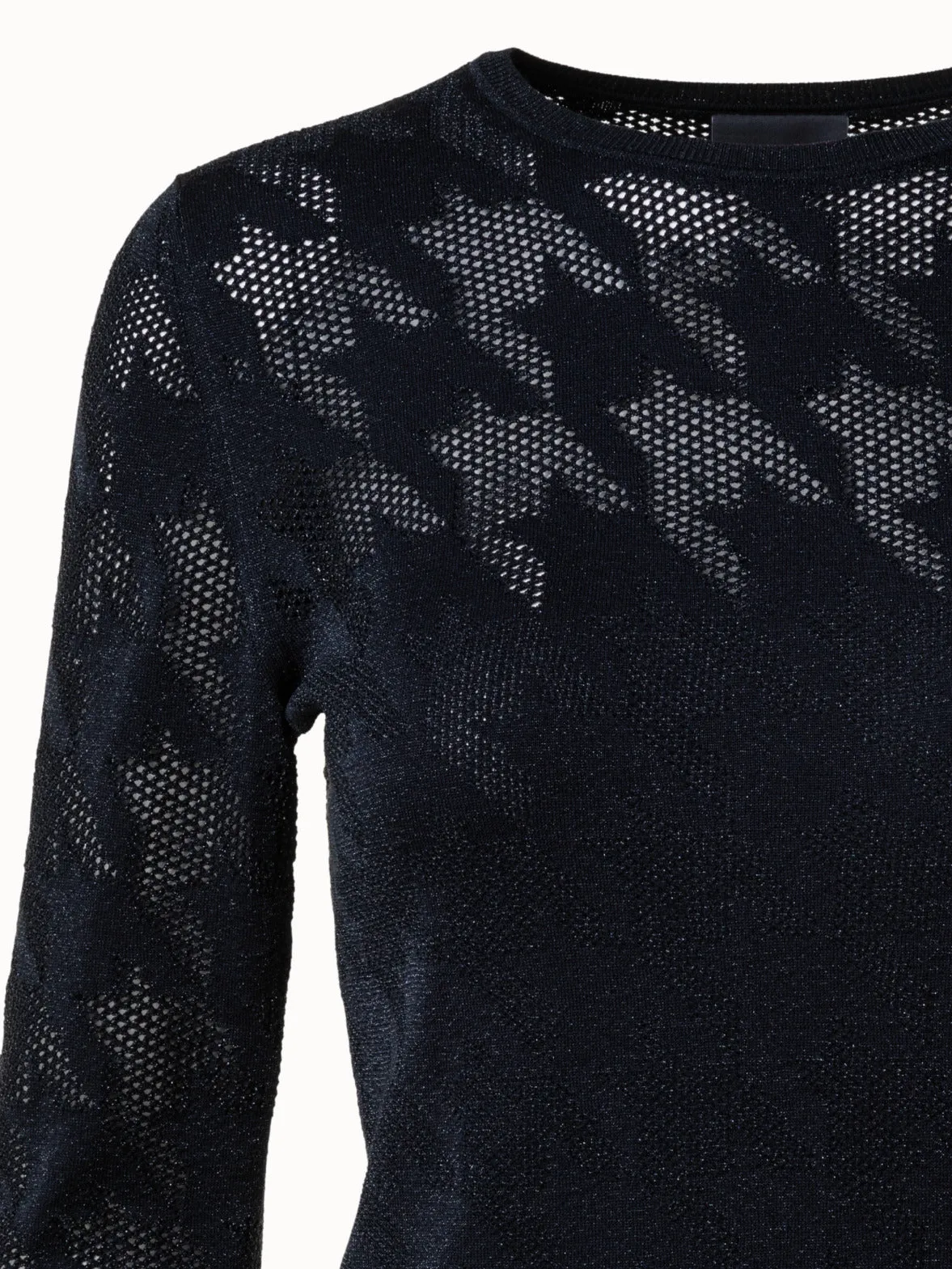 Houndstooth Jacquard Knit Pullover