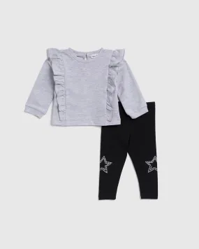 Infant Girl Silver Stars Legging Set