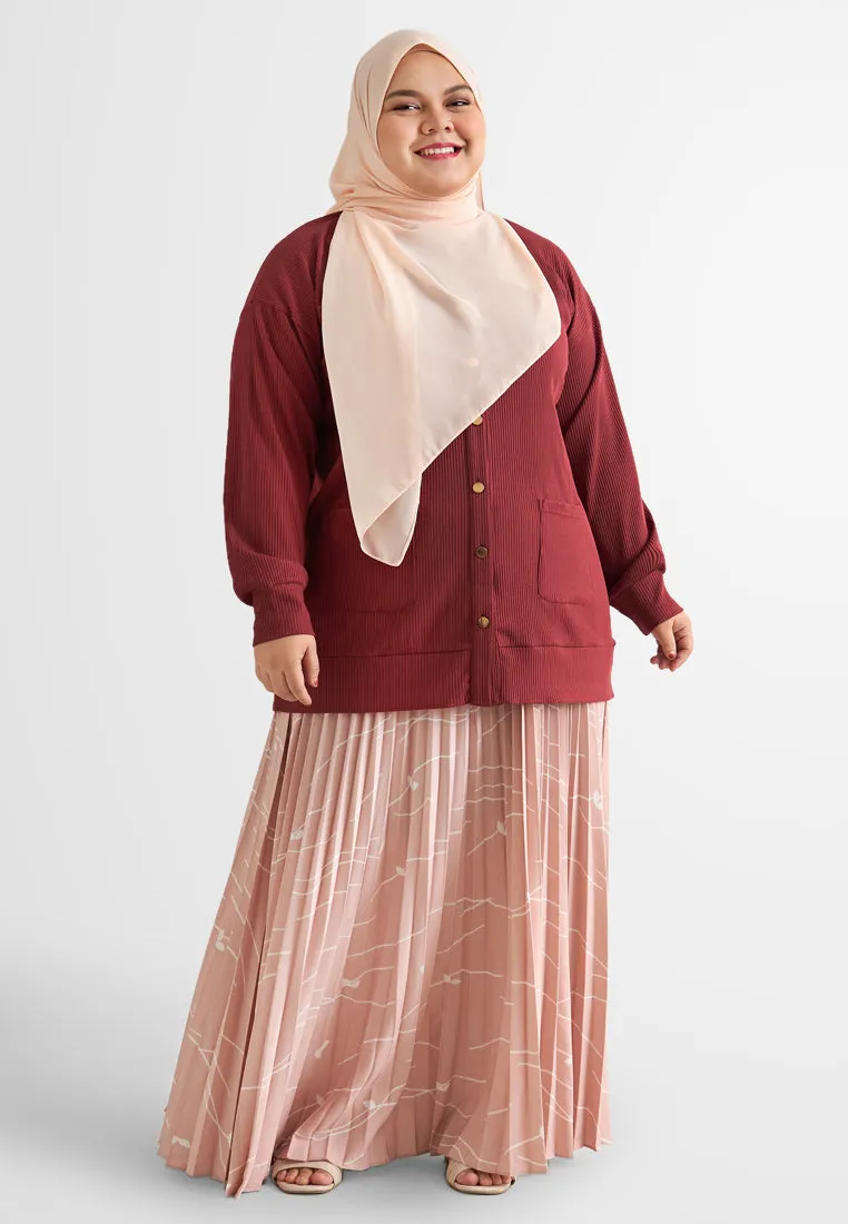 Ita Button Ribbed Long Cardigan
