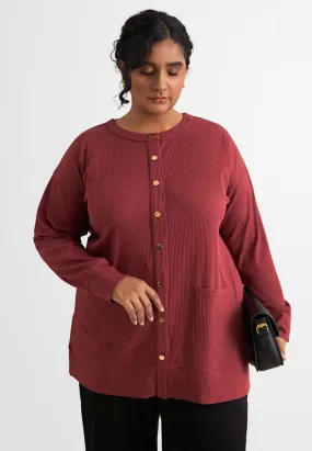 Ita Button Ribbed Long Cardigan