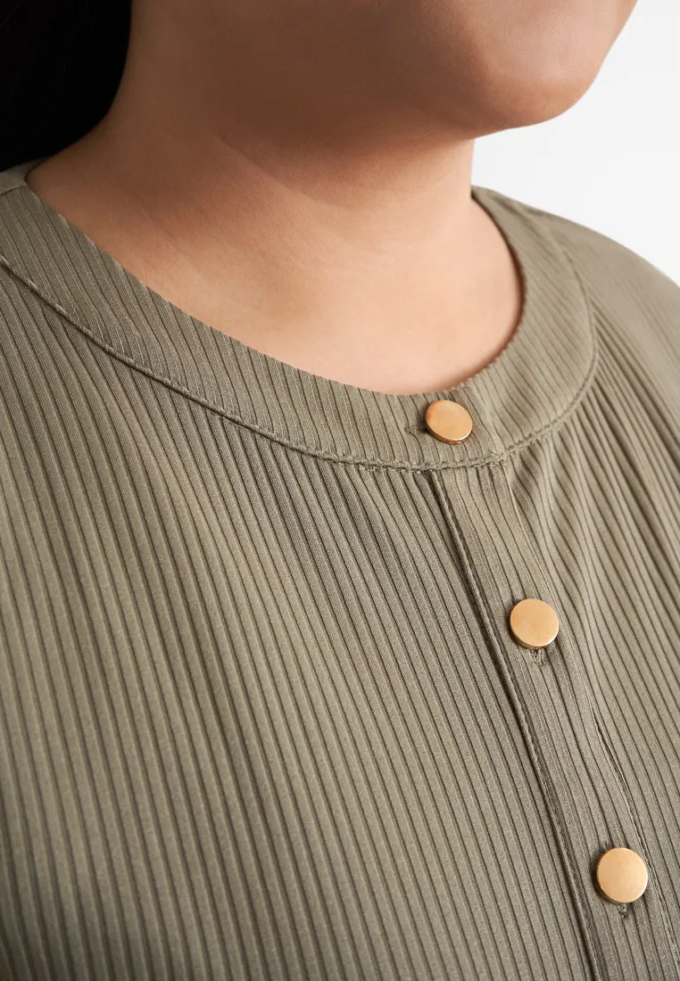 Ita Button Ribbed Long Cardigan