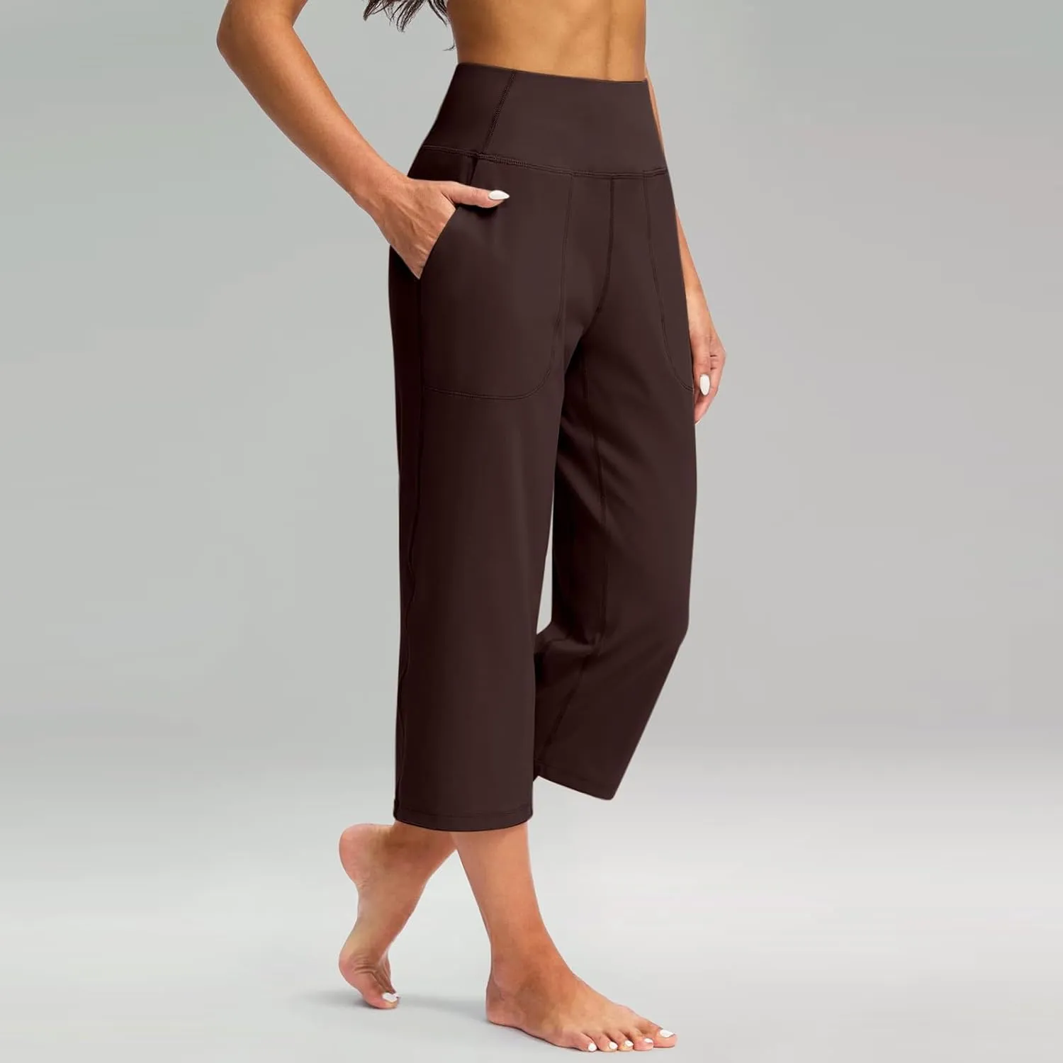 LCMTWX Women Pants with Pockets for Women Casual Stretch High Waisted Yoga Leggings Comfy Wide Leg Pants Plus Size Leggings