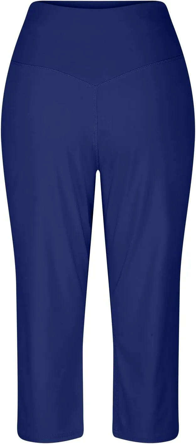 LCMTWX Women Pants with Pockets for Women Casual Stretch High Waisted Yoga Leggings Comfy Wide Leg Pants Plus Size Leggings