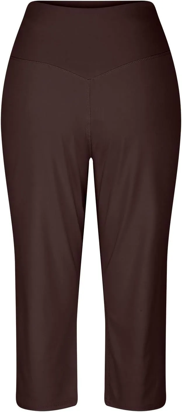 LCMTWX Women Pants with Pockets for Women Casual Stretch High Waisted Yoga Leggings Comfy Wide Leg Pants Plus Size Leggings
