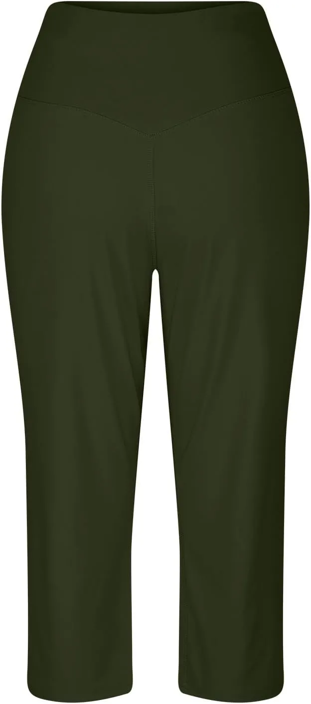 LCMTWX Women Pants with Pockets for Women Casual Stretch High Waisted Yoga Leggings Comfy Wide Leg Pants Plus Size Leggings