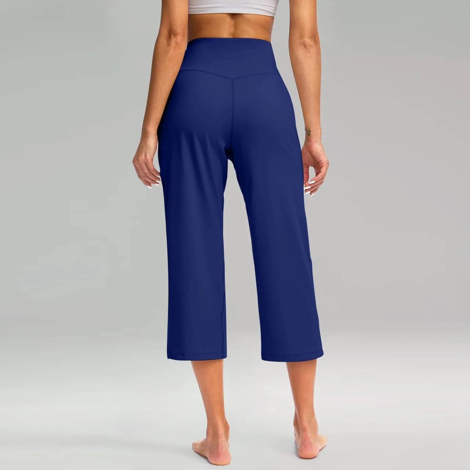 LCMTWX Women Pants with Pockets for Women Casual Stretch High Waisted Yoga Leggings Comfy Wide Leg Pants Plus Size Leggings