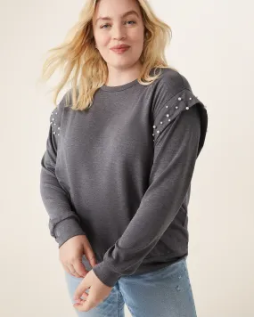 Leigh Beaded Sweatshirt | Charcoal Grey