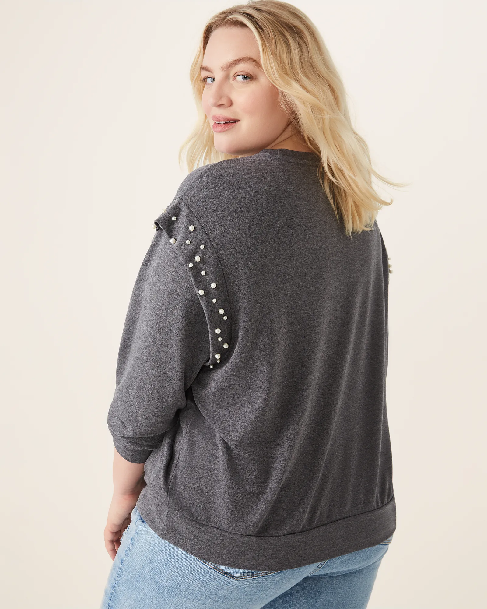 Leigh Beaded Sweatshirt | Charcoal Grey
