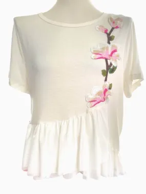Light Spring Embroidered Ruffle Top