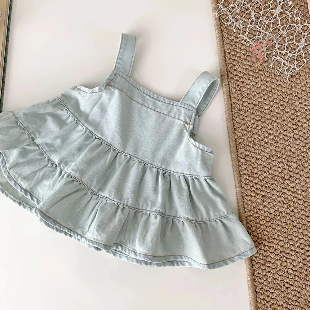 Light Wash Girls Denim Sleeveless Top