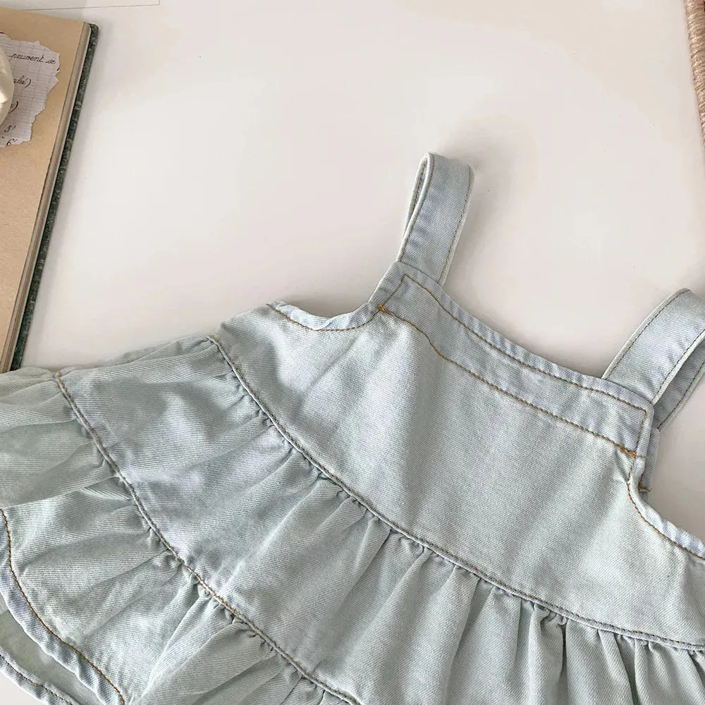 Light Wash Girls Denim Sleeveless Top