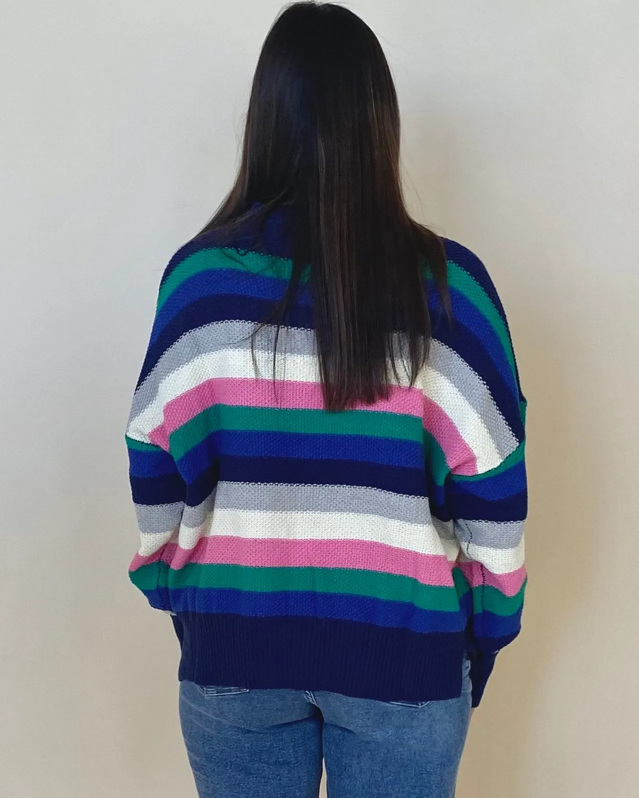 Makes Sense Navy Mix Striped Sweater