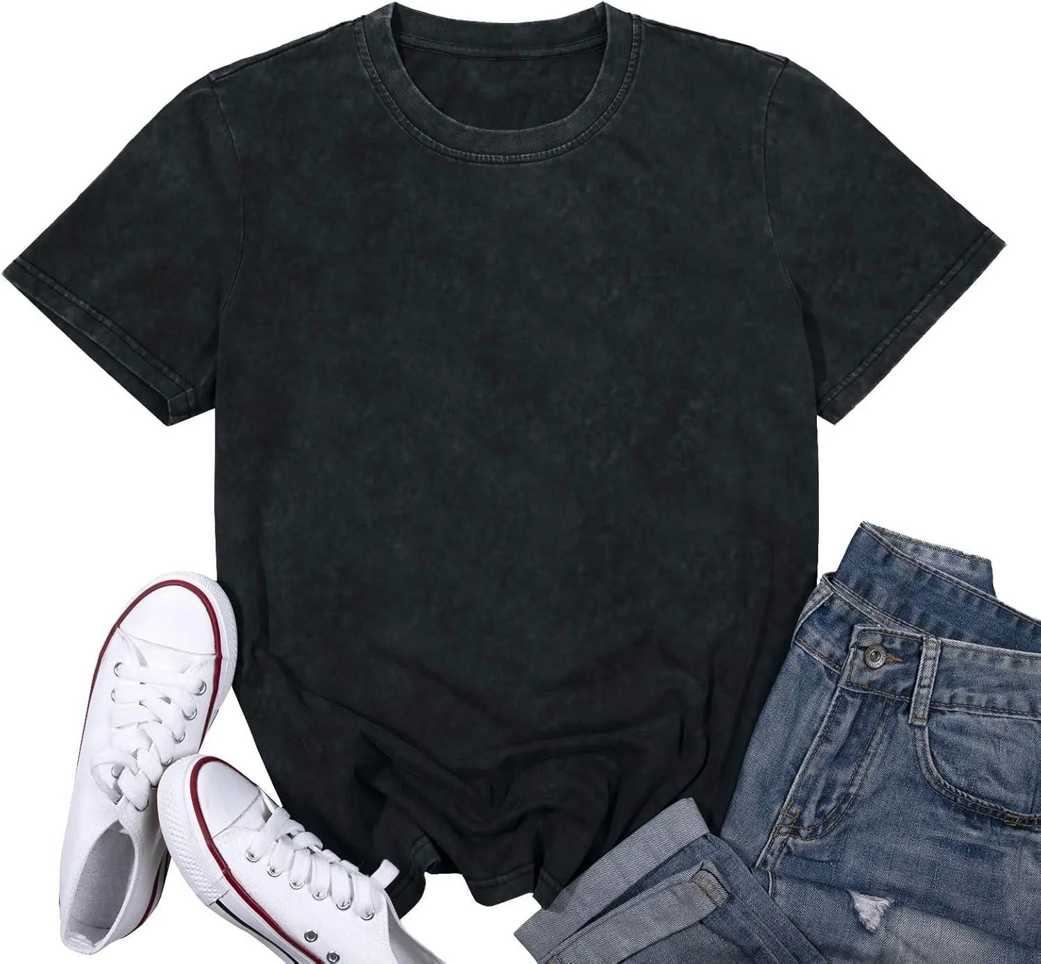 Mama Shirt Cheer Mom Shirt Graphic Tees for Women Acid Wash T-Shirt Vintage Letter Printed Tee Short Sleeve Casual Tops