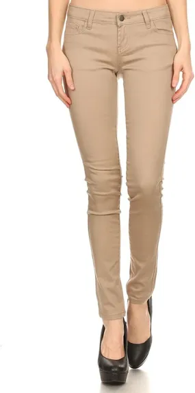 Masoi 1826 Color Series Junior's Women's Skinny Jeans Stretch Soft Cotton Pants (15, Khaki)