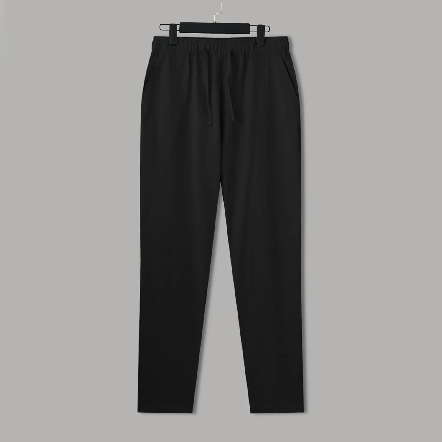 Mens Casual Pants, Elastic Waist Drawstring Summer Breathable Cotton Jogger Pants Linen Yoga Beach Trousers with Pockets
