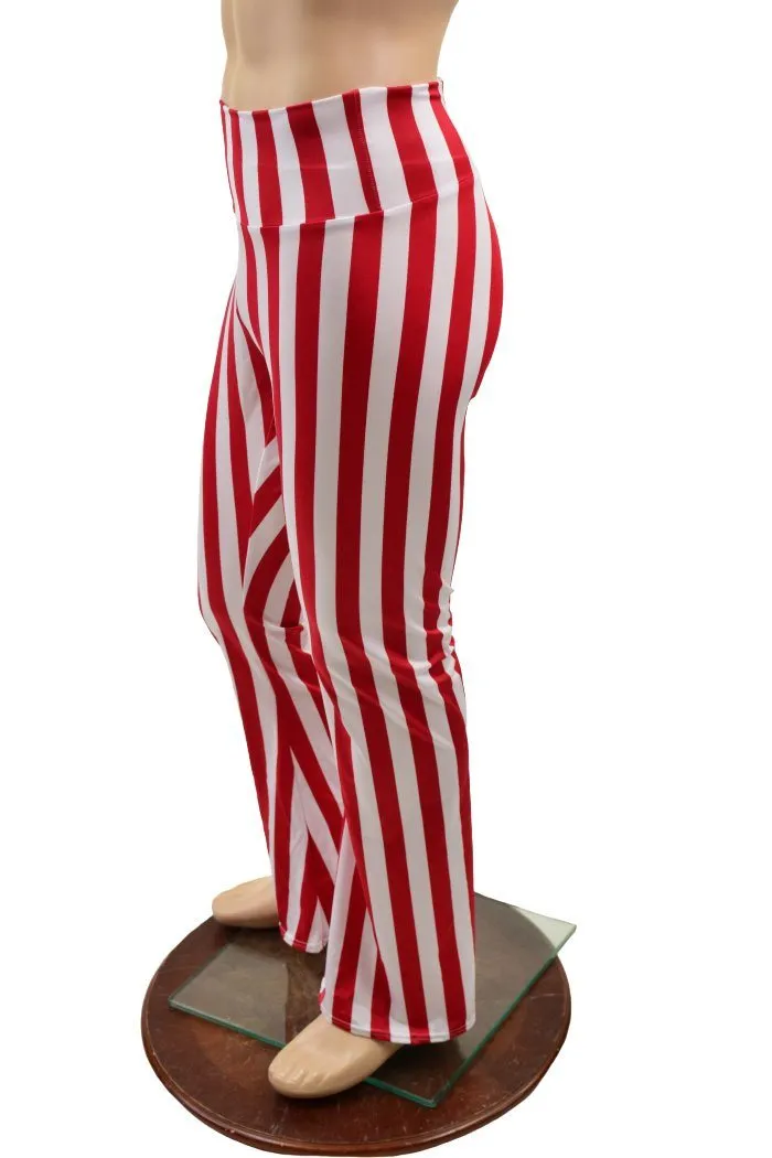 Mens Red and White Stripe Bootcut Pants