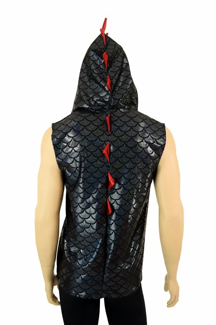 Mens Spiked Black & Red Dragon Hoodie
