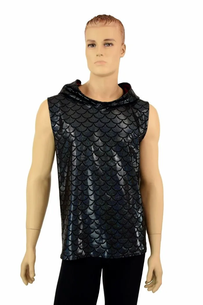 Mens Spiked Black & Red Dragon Hoodie