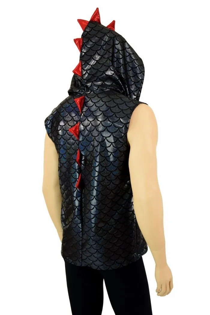 Mens Spiked Black & Red Dragon Hoodie