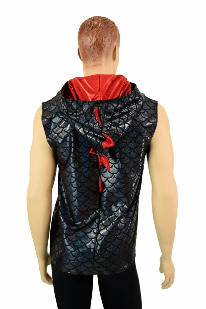 Mens Spiked Black & Red Dragon Hoodie