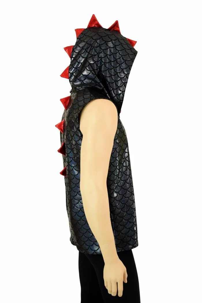 Mens Spiked Black & Red Dragon Hoodie