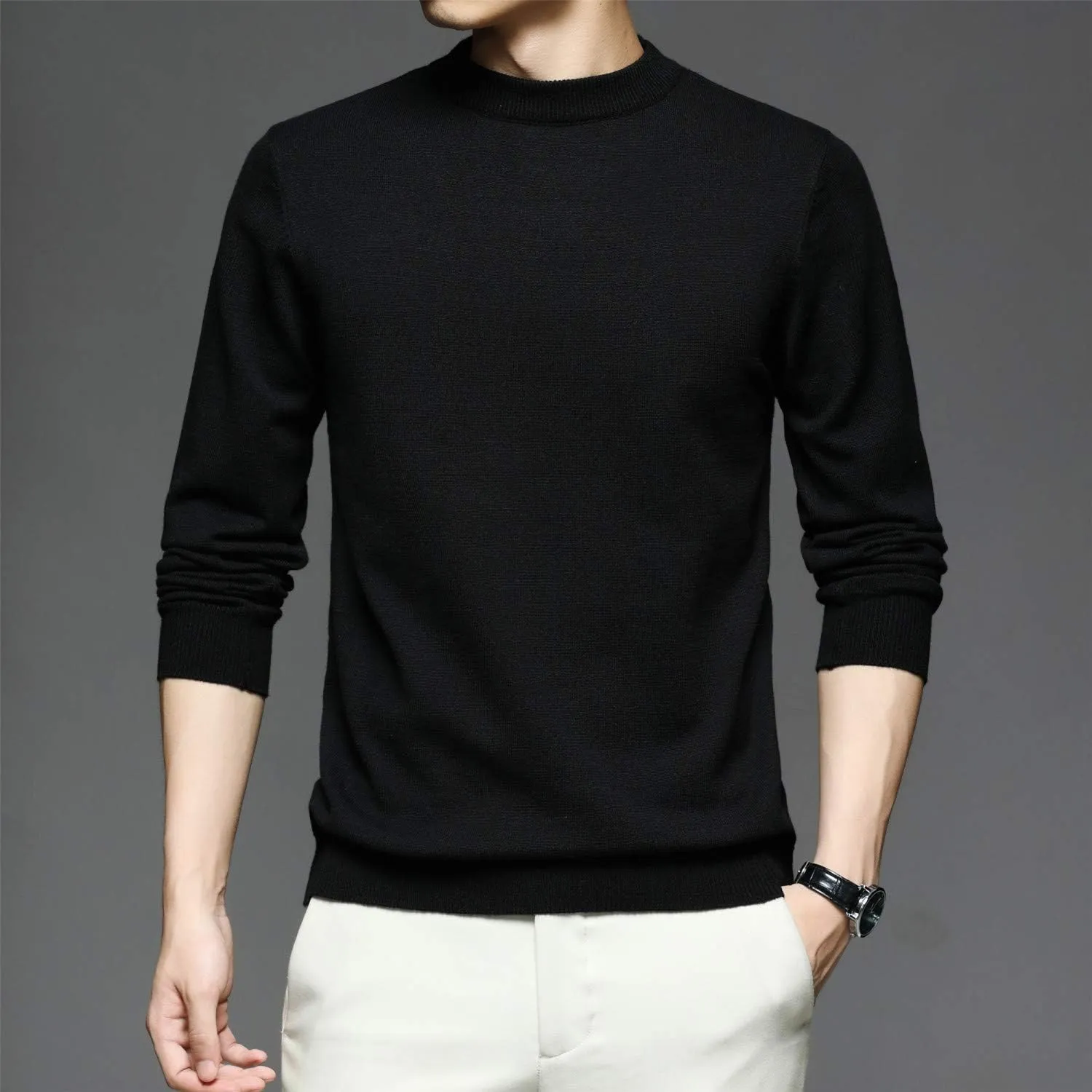 Men's Sweater Pullover,Crew Neck Slim Fitted Long Sleeve Knitted Casual Solid Tops S~2XL
