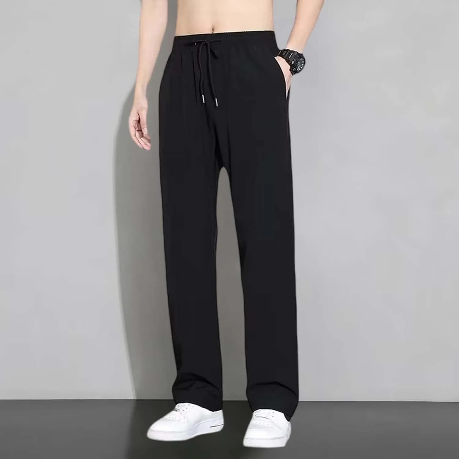 Mens Sweatpants Joggers Straight Leg Quick Drying Sweatpant Lightweight Breathable Drawstring Casual Pant with Pocket