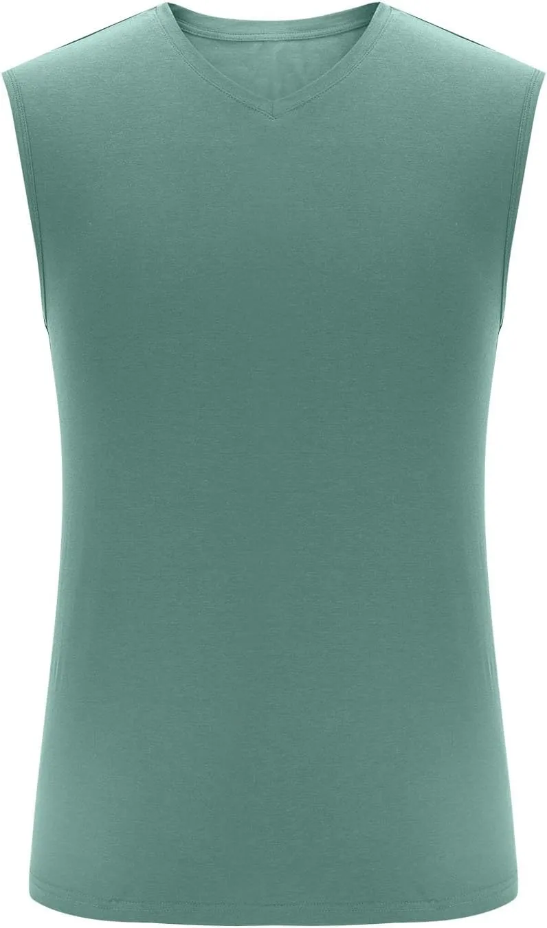 Men's V Neck Tank Tops Casual Loose Running Fitness Muscle T Shirt Sleeveless Summer Lightweight Gym Athletic Pullover