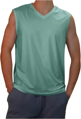 Men's V Neck Tank Tops Casual Loose Running Fitness Muscle T Shirt Sleeveless Summer Lightweight Gym Athletic Pullover