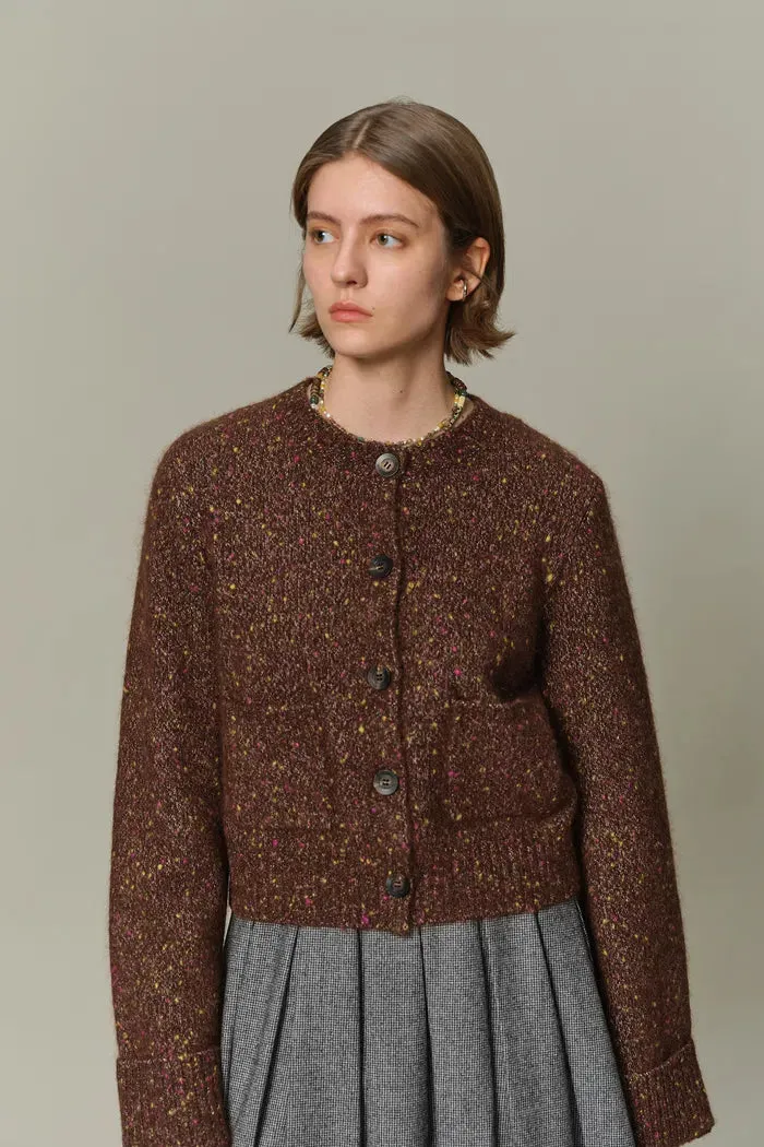 Natalie Knit Cardigan in Wool Speckled Yarn