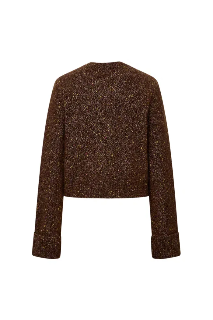 Natalie Knit Cardigan in Wool Speckled Yarn