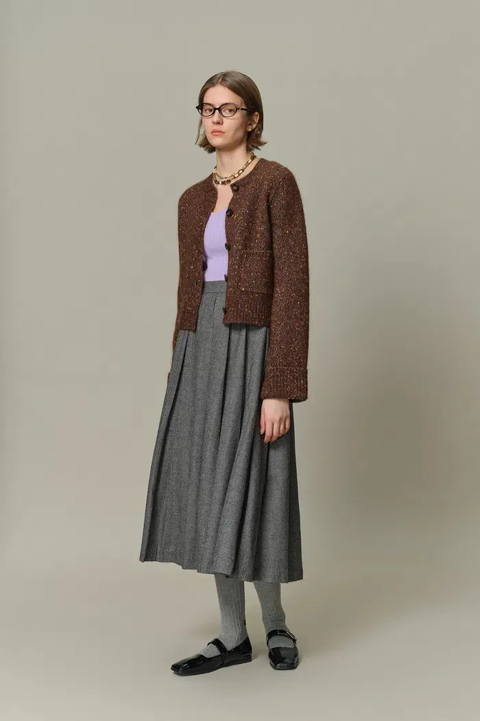Natalie Knit Cardigan in Wool Speckled Yarn