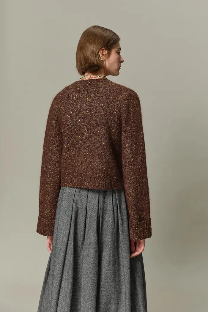 Natalie Knit Cardigan in Wool Speckled Yarn