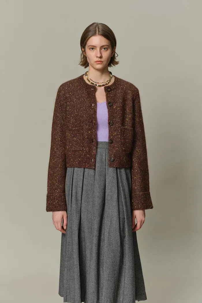 Natalie Knit Cardigan in Wool Speckled Yarn