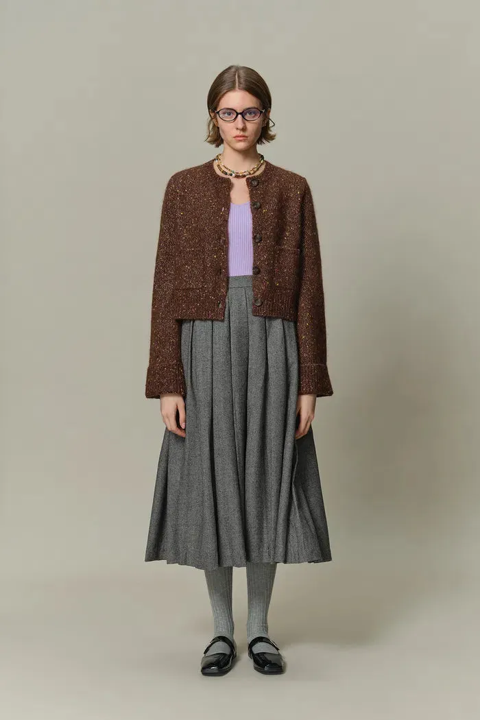 Natalie Knit Cardigan in Wool Speckled Yarn