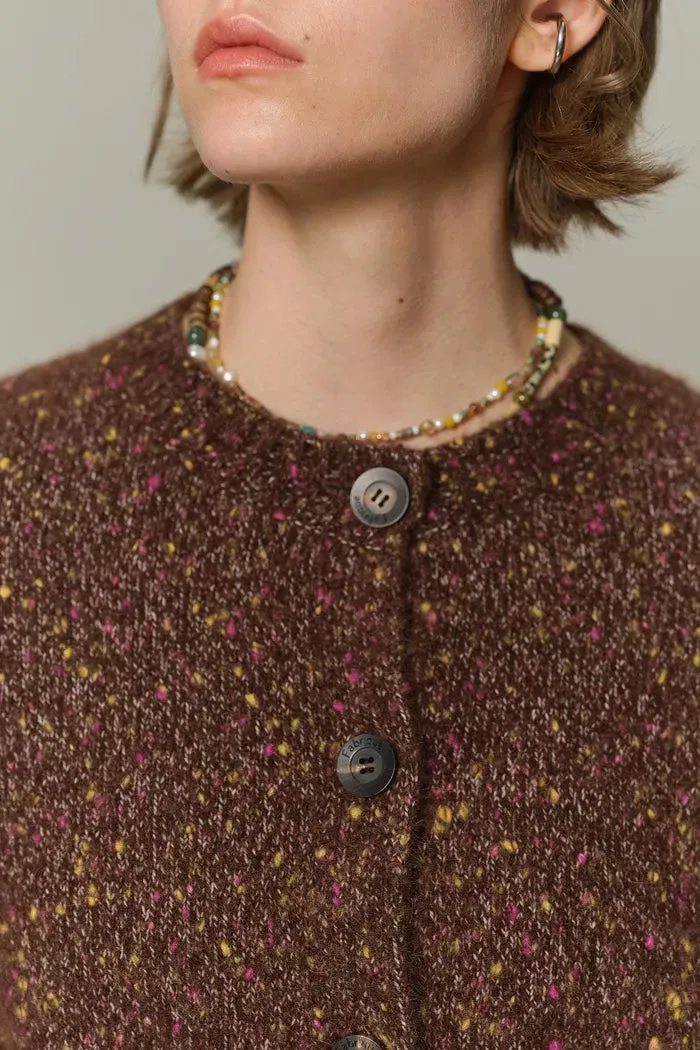 Natalie Knit Cardigan in Wool Speckled Yarn