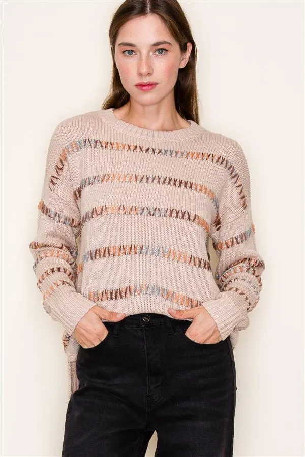 Neutrals Stitched Detail Sweater - FINAL SALE