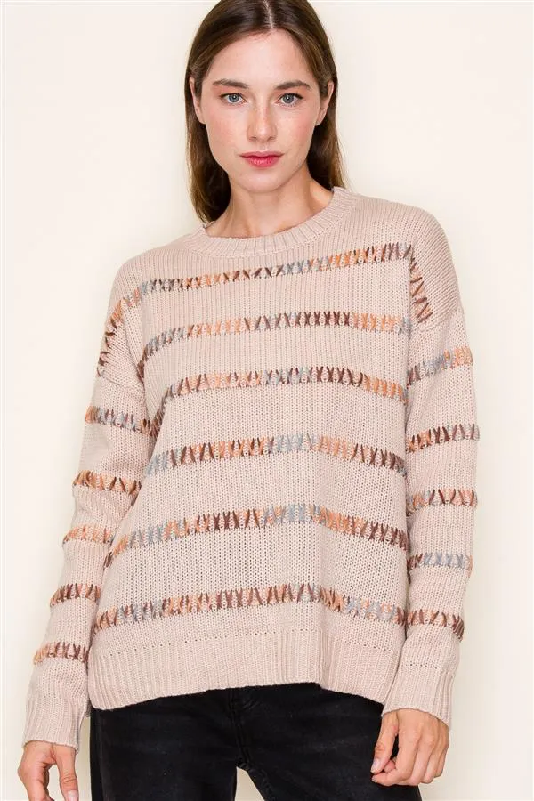 Neutrals Stitched Detail Sweater - FINAL SALE