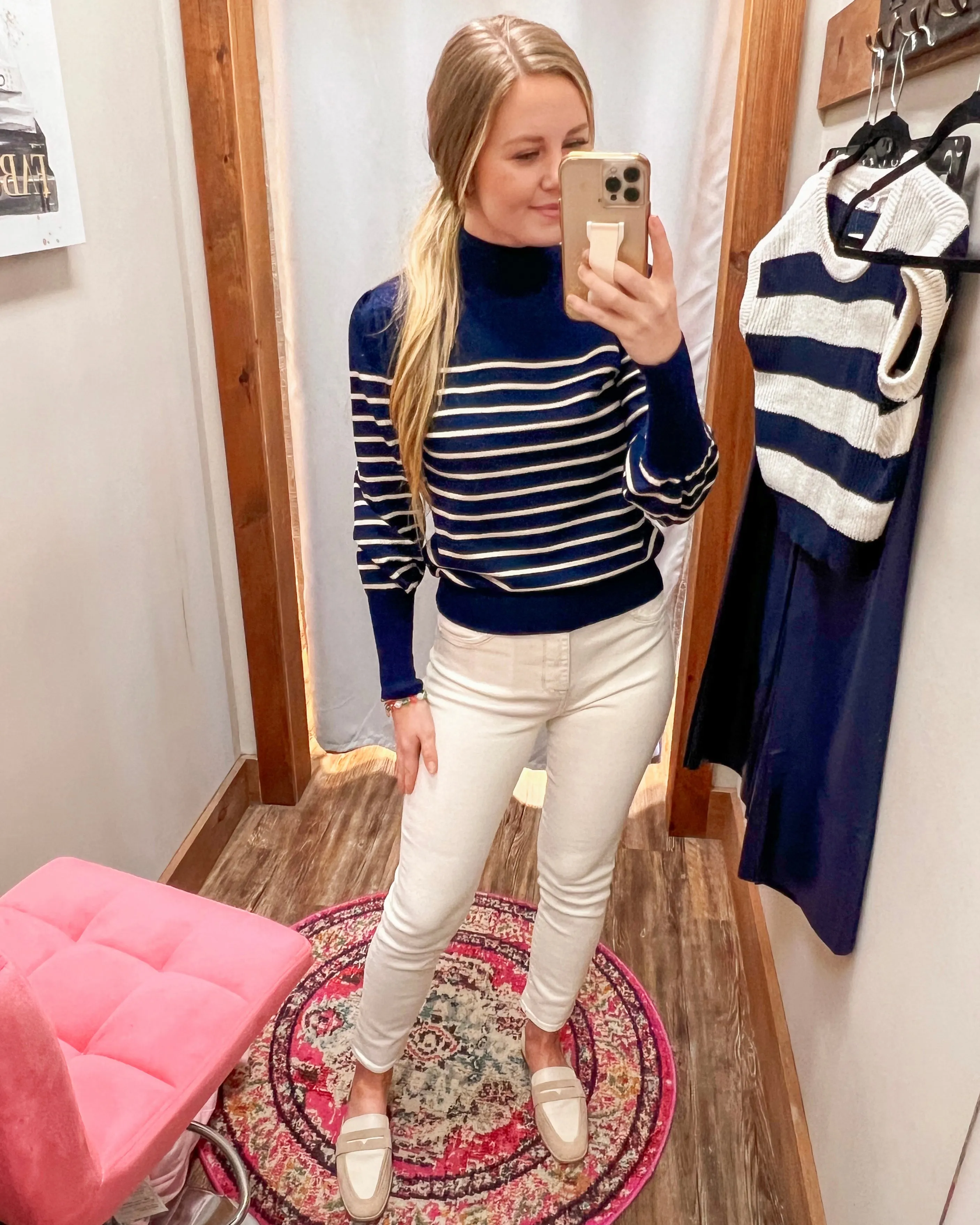 Never Break Up Navy Striped Sweater